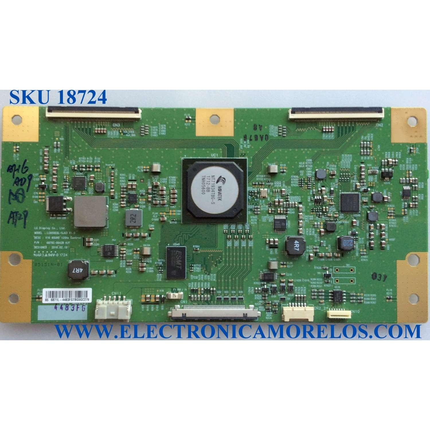 T-CON PARA TV SONY / NUMERO DE PARTE 1-897-038-11 / 6871L-4483F / 4483F / 6870C-0642B / PANEL YD6S650CNG04B / DISPLAY LC650EQL (SJ)(A3) / MODELO XBR-65X750D / XBR65X750D